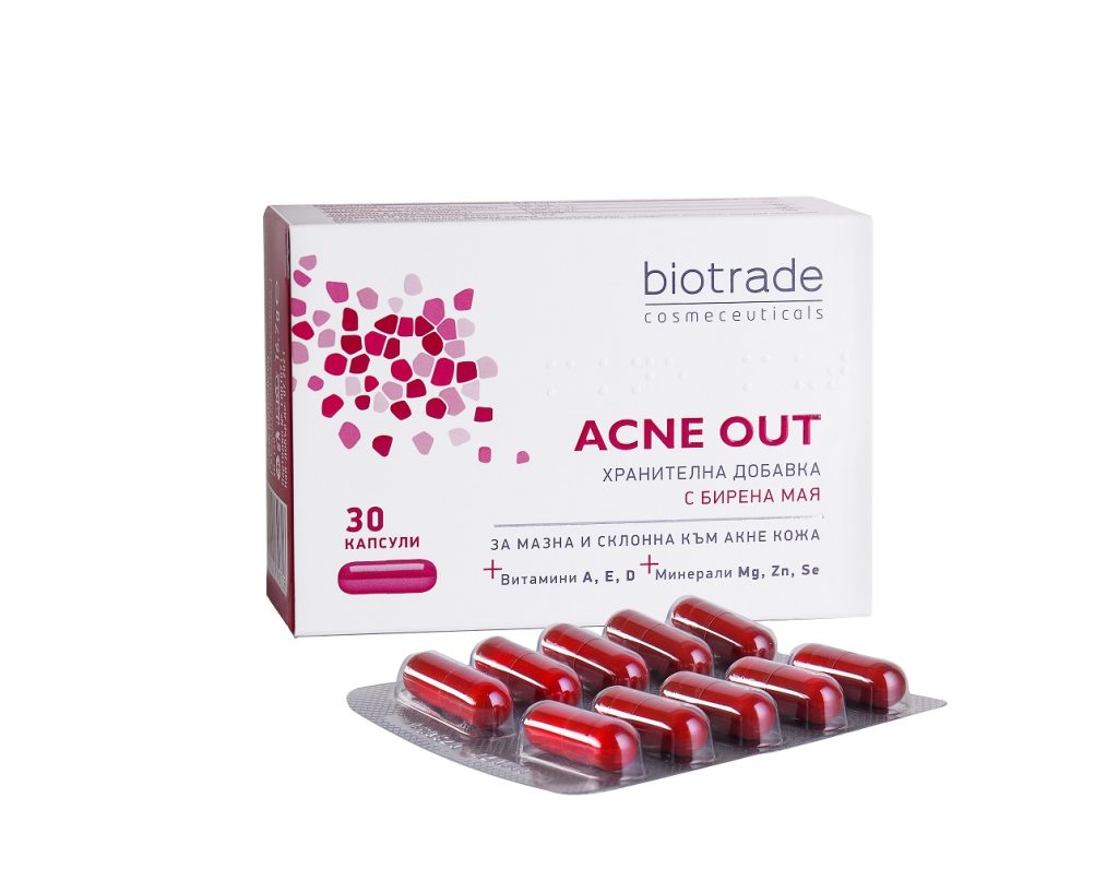 BIOTRADE ACNE OUT бирена мая + VIT A,E,D + Mg+Zn+Se x 30 caps