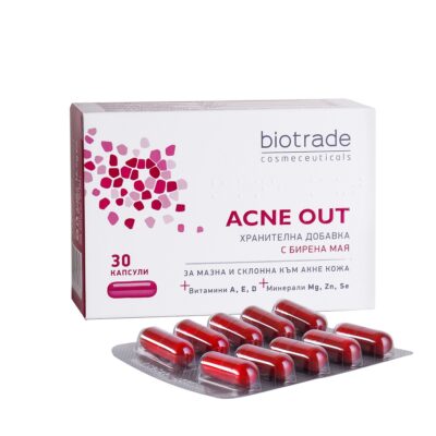 BIOTRADE ACNE OUT бирена мая + VIT A,E,D + Mg+Zn+Se x 30 caps
