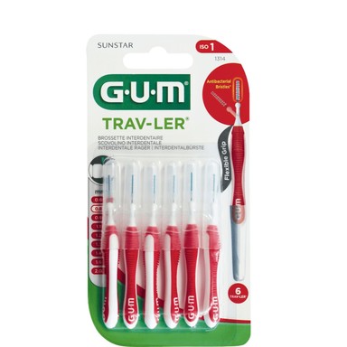 GUM Интердентални четки за зъби 0.8 мм червени x6 бр