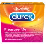 Durex Pleasure me презервативи х3 броя Durex Pleasure me презервативи на марката Дюрекс са релефни със специално разработена форма - оребрени, с релефни точки, осигуряващи изключителен комфорт и максимална стимулация. Durex Pleasure me презервативи Ребрата са разположени в долната част на презерватива, за да създават по-добра клиторна стимулация и неповторимо усещане, както за нея, така и за него. Изработени са от прозрачен естествен латекс, с лубрикант и завършват с резервоар. Durex Pleasure me презервативиКутията съдържа 3 индивидуално опаковани презервативи в херметически запечатени пакетчета. Всички презервативи са сертифицирани по CE, тествани по електронен път и 100% естествени. Durex Pleasure me презервативи са предназначени предимно за вагинален секс. Въпреки това, ако решите да ги използвате при орален секс, смазочният материал е безопасен при поглъщане. Препоръчва се, ако се използва при орален секс, да се използва нов презерватив за вагинален секс. Пaзете от пряка слънчева светлина. Durex Pleasure me Durex, с над 90 години опит, е водещ производител на сексуални продукти. Те са известни с високото си качество и множеството иновации. Durex Предлага разнообразни продукти за подобряване на сексуалния живот на своите клиенти. Осигуряват безопасност при сексуалните удоволствия. Durex презервативите са известни с преминалите многобройни тестове  и използването на най-добрите материали.  В тяхната продуктова гама освен презервативи спадат лубриканти, вибратори и други аксесоари, допринасящи за вашето неустоимо изживяване. Всеки продукт е тестван по най-високите стандарти гарантиращи за нуждите и очакванията на всеки от потребителите им. Ако турсите защита, комфорт или разнообразие, Durex има решението за вас Разгледайте повече от гамата на Durex  в аптеката.онлайн и открите продуктите, които ще направят интимните ви моменти по-приятни и по-сигурни. В нашия онлайн магазин ще намерите широк избор от техните продукти, които отговарят на най-високите стандарти за качество и безопасност.