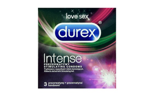 Durex Intense презервативи х3 броя Durex Intense Презервативи Intense на марката Дюрекс са създадени за интензивна стимулация и силни усещания. Durex Intense спомагат за по-добър секс и при двата пола, като удължават оргазма и възбудата. Кутията съдържа 3 индивидуално опаковани презервативи в херметически запечатени пакетчета. Durex Intense презервативи са сертифицирани по CE, тествани по електронен път и 100% естествени. Нито един от методите за контрацепция не може да ви даде 100% защита срещу бременност, ХИВ или полово предавани инфекции. Пазете от пряка слънчева светлина. Durex, с над 90 години опит, е водещ производител на сексуални продукти. Те са известни с високото си качество и множеството иновации. Durex Предлага разнообразни продукти за подобряване на сексуалния живот на своите клиенти. Осигуряват безопасност при сексуалните удоволствия. Durex презервативите са известни с преминалите многобройни тестове  и използването на най-добрите материали.  В тяхната продуктова гама освен презервативи спадат лубриканти, вибратори и други аксесоари, допринасящи за вашето неустоимо изживяване. Всеки продукт е тестван по най-високите стандарти гарантиращи за нуждите и очакванията на всеки от потребителите им. Ако турсите защита, комфорт или разнообразие, Durex има решението за вас Разгледайте повече от гамата на Durex  в аптеката.онлайн и открите продуктите, които ще направят интимните ви моменти по-приятни и по-сигурни. В нашия онлайн магазин ще намерите широк избор от техните продукти, които отговарят на най-високите стандарти за качество и безопасност.