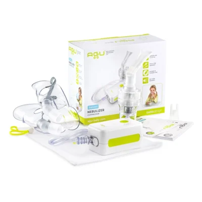 AGU Balloon компресорен инхалатор НАЙ-МАЛКИЯТ И НАЙ-ТИХИЯТ КОМПРЕСОРЕН ИНХАЛАТОР AGU Balloon компресорен инхалатор е почти безшумен и не безпокои децата. Размерите и теглото му (170 гр) го правят изключително компактен. Устройството е лесно за използване както у дома, така и по време на пътуване. Инхалаторът работи с micro USB кабел – това позволява инхалации по всяко време и място - в колата по време на път, в парка, в офиса чрез захранване от компютър или външна батерия. Инхалаторът може да работи при наклон на чашката от 45°. Размерът на частиците (2,9 мm MMAD) и скоростта на разпрашаване (0,3 мл/мин) го правят подходящ за инхалаторна терапия при всички заболявания на дихателните пътища. AGU Balloon компресорен инхалатор ще бъде Ваш верен помощник в борбата с респираторните заболявания - малък размер и ниско ниво на шум минимизира стреса за детето и инхалациите могат да бъдат почти като игра. Компактен - теглото му е 170 гр; събира се в  дамска чанта Размер на частиците 2,9 мкм MMAD - подходящ за всички заболявания на дихателните пътища Скорост на разпрашаване  ≥ 0,3 мл/мин Ниско ниво на шум ≤ 45 dBA - почти безшумен Режим на работа - може да работи с наклон на чашката от 45° Режим на работа - може да работи с usb кабел - това позволява провеждане на инхалация в колата или в офиса (работи включен в компютъра) AGU Balloon компресорен инхалатор ще бъде Ваш верен помощник в борбата с респираторните заболявания - малък размер и ниско ниво на шум минимизира стреса за детето и инхалациите могат да бъдат почти като игра! Гаранция 2 години AGU Balloon компресорен инхалатор Видео: https://youtu.be/uWMwWUhb3-U Agu Baby е специализирана и утвърдена марка в производството на продукти за бебета и малки деца. Agu baby се отличават с високото качество на своите продукти създадени за комфорта на най-малките. Качество Всички продукти на Agu baby са изработени с внимание към детайла и функционалността. Материалите използвани в производството са внимателно подбрани за да не съдържат вредни вещества и да бъдат напълно безопасни за малките деца. Продукти на Agu baby Електронни термометри - бързо и точно измерване на температурата Назални аспиратори - нежни и ефективни в почистването на носа Овлажнители за въздух - за оптимална влажност в детската стая Комплекти за хранене - безопасни и удобни прибори за хранене на вашето дете Разгледайте цялата гама на Agu baby в нашия онлайн магазин и изберете най-доброто за вашето дете