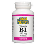 NATURAL FACTORS Витамин В1(тиамин) 100mg x 90 таб Насърчава спокойния сън Укрепва нервната система Подпомага добро настроение Поддържа з Подпомага нормална психическа кондиция Подпомага способността за концентрация, фокуса и запаметяването