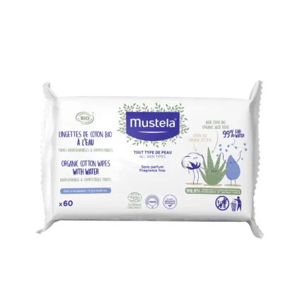 Мустела Мокри Кърпички с органичен памук 99% ВОДА х60 Изработени са от органичен памук. Те деликатно почистват лицето, ръцете и тялото, включително зоната под пелената. Съдържат алое вера и 99% вода за чиста и мека кожа. За да се минимизира ефекта върху околната среда, те са направени от 100% натурални влакна, които са биоразградими и подходящи за компостиране. Производител LABOR EXPANSCIENCE Състав: organic cotton ● organic aloe vera and 99% water. Начин на употреба: Вземете кърпичка от пакета и почистете внимателно лицето, ръцете или зоната под пелените. Не забравяйте да затворите след употреба, за да се запазят кърпичките свежи за по-дълго. Опаковка: 60 броя Продуктите на Mustela съдържат уникални иновативни формули с високо съдържание на натурални съставки, които нежно почистват, успокояват, хидратират и омекотяват. Всички продукти са хипоалергенни: не съдържат каквито и да било дразнещи субстанции и са специално разработени да свеждат до минимум риска от алергични реакции. Избирайки Мустела избирате продукт, който е безопасен и ефикасен и той ще остане такъв от първия до последния път, когато сте го ползвали. Мустела предлага иновативни продукти повече от 60 години. Те съхраняват и предпазват здравето на най-деликатната кожа на новородените, бебета, деца, както и на родилки и бременни жени.Техните продукти са с над 90% естествени съставки. Техните продукти се предлагат в над 100 страни по целия свят и са предпочитани от много жени и родители. Разгледайте повече на mustela.bg