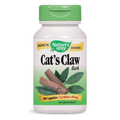 Natures Way Котешки Нокът 485mg x 100 таб Съдържание (в 3 капс.):                                                      дн.доза Кора от котешки нокът                        1,455 g                          4,365 g Въглехидрати                                              1 g                                3 g Енергийна стойност                                    5 Cal                       15 Cal Други съставки в Natures Way Котешки Нокът: Желатин (капсула), просо, магнезиев стерат. Приложение Natures Way Котешки Нокът: Допринася за нормалното функциониране на стомашно-чревния тракт,дихателните пътища, ставите, пикочо-половата и имунната системи. Забележка Natures Way Котешки Нокът: Да не се използва като заместител на разнообразното и пълноценно хранене. Да не се превишава препоръчителната дневна доза. Дозировка и приложение: По 3 капсули 2 - 3 пъти дневно, за предпочитане с храна. Съхранение: На хладно и сухо място, недостъпно за деца! Годност и партида: Виж опаковката. Natures Way е лидер в индустрията на хранителните добавки. Тя е основата през 1969 година. Мисията на Natures Way е да осигури хранителни добавки с натурални и високо качествени съставки. Natures Way Котешки Нокът Фокусът на Natures Way е чистотата и ефективността на техните продукти. Те са първата компания преработваща билки. Притежава съоражение кла OTC(1983) Natures Way е първият билкова бранд който притежава сертификати Non-GMO и TRU-ID™. Това гаранитира за чистотата на състава и безпасния произход на използваните суровини. TRU-ID е първата и независима тестова програма. Тя изполва ДНК биотехнологии за удостоверяване на автентичността и качеството на използваните билкови продукти.  Non-GMO Project е независима тестова програма, която е ангажирана с най-добрите практики за тестване и предоставяне на продуктите без ГМО. Погрижете се за вашето здраве от рано и разгледайте разнообразната гама продукти на Natures Way  в нашия онлайн магазин aptekata.online