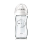 Avent Natural Стъклено шишe x240 мл и биберон с 2 дупки 1+ месеца