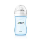 Avent Natural Шишe x260 мл в синьо и биберон с 2 дупки 1+ месеца
