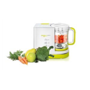 Agu Octopy Кухненски Робот 5 в 1 ЗА ПРИГОТВЯНЕ НА ДЕТСКИ ЯСТИЯ Agu Octopy Кухненски Робот 5 в 1 за приготвяне на детски ястия  5 в 1 AGU Octopy – стилен и функционален уред, който с лекота приготвя здравословна храна за вашето бебе. Правилното хранене при децата до голяма степен определя тяхното физическо развитие и формира бъдещите им хранителни навици. Но всички деца, дори и най-малките, имат индивидуални вкусове и често родителите предпочитат прясно приготвената домашна храна пред готовата. Agu Octopy Кухненски Робот 5 в 1 дава решение, което ще помогне на всички съвременни родители да приготвят бързо и лесно здравословна храна, точно както я предпочита детето. Agu Octopy Кухненски Робот 5 в 1 е отличен домакински уред, който бързо приготвя  прясна и здравословна храна за бебета. Той съчетава 5 функции: готвене на пара в два режима, блендер с два режима, поддържане на температурата на храната, подгряване и стерилизиране. Удобният и компактен AGU Octopy е оборудван с голям набор от аксесоари, които допълнително ще ви помогнат да приготвите храната за вашето бебе точно както я обича. Кухненският робот AGU Octopy е незаменим помощник за мама и стилен аксесоар към всяка кухня. Функции на Agu Octopy Кухненски Робот 5 в 1: Готвене на пара в два режима Рязане, пасиране Поддържане топла приготвената храна Подгряване на готова храна Стерилизиране Допълнителната функция на Отложен старт улеснява всяка мама в избора и на време, кога да стартира подгряване или поддържане топла храна. Кухненският робот AGU 5 в 1 ще нареже и пасира съставките, ще ги сготви здравословно, ще поддържа готовата храна топла или ще я стопли допълнително и всичко това в стерилна среда, за да сте сигурни, че давате най-доброто на детето си.  За мама и татко остава приятната част да експериментират и проучват вкусовете на своето бебе. Характеристики на Agu Octopy Кухненски Робот 5 в 1: Разширен комплект аксесоари Удобен LED сензорен панел за управление Ниско ниво на шум Двойна система за безопасна употреба – уредът не работи, ако в резервоара няма вода или при неправилно поставена кана Капацитет на купата 900 ml, чийто полезен обем може да бъде увеличен с помощта на допълнителни кошници и лопатки. Те могат да се измиват в съдомиялна машина Автоматично изключване при ниско ниво на водата и когато роботът е на празен ход Визуална и звукова индикация Agu Baby е специализирана и утвърдена марка в производството на продукти за бебета и малки деца. Agu baby се отличават с високото качество на своите продукти създадени за комфорта на най-малките. Качество Всички продукти на Agu baby са изработени с внимание към детайла и функционалността. Материалите използвани в производството са внимателно подбрани за да не съдържат вредни вещества и да бъдат напълно безопасни за малките деца. Продукти на Agu baby Електронни термометри - бързо и точно измерване на температурата Назални аспиратори - нежни и ефективни в почистването на носа Овлажнители за въздух - за оптимална влажност в детската стая Комплекти за хранене - безопасни и удобни прибори за хранене на вашето дете Разгледайте цялата гама на Agu baby в нашия онлайн магазин и изберете най-доброто за вашето дете