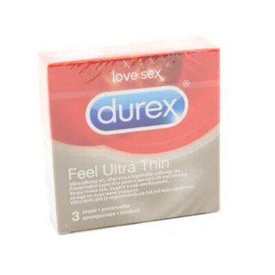 Durex Feel Ultra Thin Червено-розов x3 броя Презервативите Durex Feel Ultra Thinса изключително тънки презервативи от естествен латекс за по-добра чувствителност; прозрачни, с анатомична форма "easy-on", завършваща с резервоар; с лубрикант и номинална ширина: 56mm. Да се съхранява на хладно и сухо място, далече от директна слънчева светлина.Durex Feel Ultra Thin Durex, с над 90 години опит, е водещ производител на сексуални продукти. Те са известни с високото си качество и множеството иновации. Durex Предлага разнообразни продукти за подобряване на сексуалния живот на своите клиенти. Осигуряват безопасност при сексуалните удоволствия. Durex презервативите са известни с преминалите многобройни тестове  и използването на най-добрите материали. Durex Feel Ultra Thin В тяхната продуктова гама освен презервативи спадат лубриканти, вибратори и други аксесоари, допринасящи за вашето неустоимо изживяване. Всеки продукт е тестван по най-високите стандарти гарантиращи за нуждите и очакванията на всеки от потребителите им. Ако турсите защита, комфорт или разнообразие, Durex има решението за вас. Разгледайте повече от гамата на Durex  в аптеката.онлайн и открите продуктите, които ще направят интимните ви моменти по-приятни и по-сигурни. В нашия онлайн магазин ще намерите широк избор от техните продукти, които отговарят на най-високите стандарти за качество и безопасност.