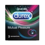 Durex Mutual Pleasure презервативи х3 броя Durex Mutual Pleasure презервативи на марката Дюрекс са изработени от естествен латекс с релефни ивици и точки осигуряващи изключителен комфорт и максимална стимулация. Анатомичната им "Easy-On" форма осигурява изключителен комфорт по време на употреба и силни чувствени изживявания. Кутията на Durex Mutual Pleasure съдържа 3 индивидуално опаковани презервативи в херметически запечатени пакетчета. Всички презервативи са сертифицирани по CE, тествани по електронен път и 100% естествени Durex презервативи са предназначени предимно за вагинален секс. Въпреки това, ако решите да ги използвате при орален секс, смазочният материал е безопасен при поглъщане. Препоръчва се, ако се използва при орален секс, да се използва нов презерватив за вагинален секс. Пазете от пряка слънчева светлина. Durex, с над 90 години опит, е водещ производител на сексуални продукти. Те са известни с високото си качество и множеството иновации. Durex Предлага разнообразни продукти за подобряване на сексуалния живот на своите клиенти. Осигуряват безопасност при сексуалните удоволствия. Durex презервативите са известни с преминалите многобройни тестове  и използването на най-добрите материали.  В тяхната продуктова гама освен презервативи спадат лубриканти, вибратори и други аксесоари, допринасящи за вашето неустоимо изживяване. Всеки продукт е тестван по най-високите стандарти гарантиращи за нуждите и очакванията на всеки от потребителите им. Ако турсите защита, комфорт или разнообразие, Durex има решението за вас Разгледайте повече от гамата на Durex  в аптеката.онлайн и открите продуктите, които ще направят интимните ви моменти по-приятни и по-сигурни. В нашия онлайн магазин ще намерите широк избор от техните продукти, които отговарят на най-високите стандарти за качество и безопасност.