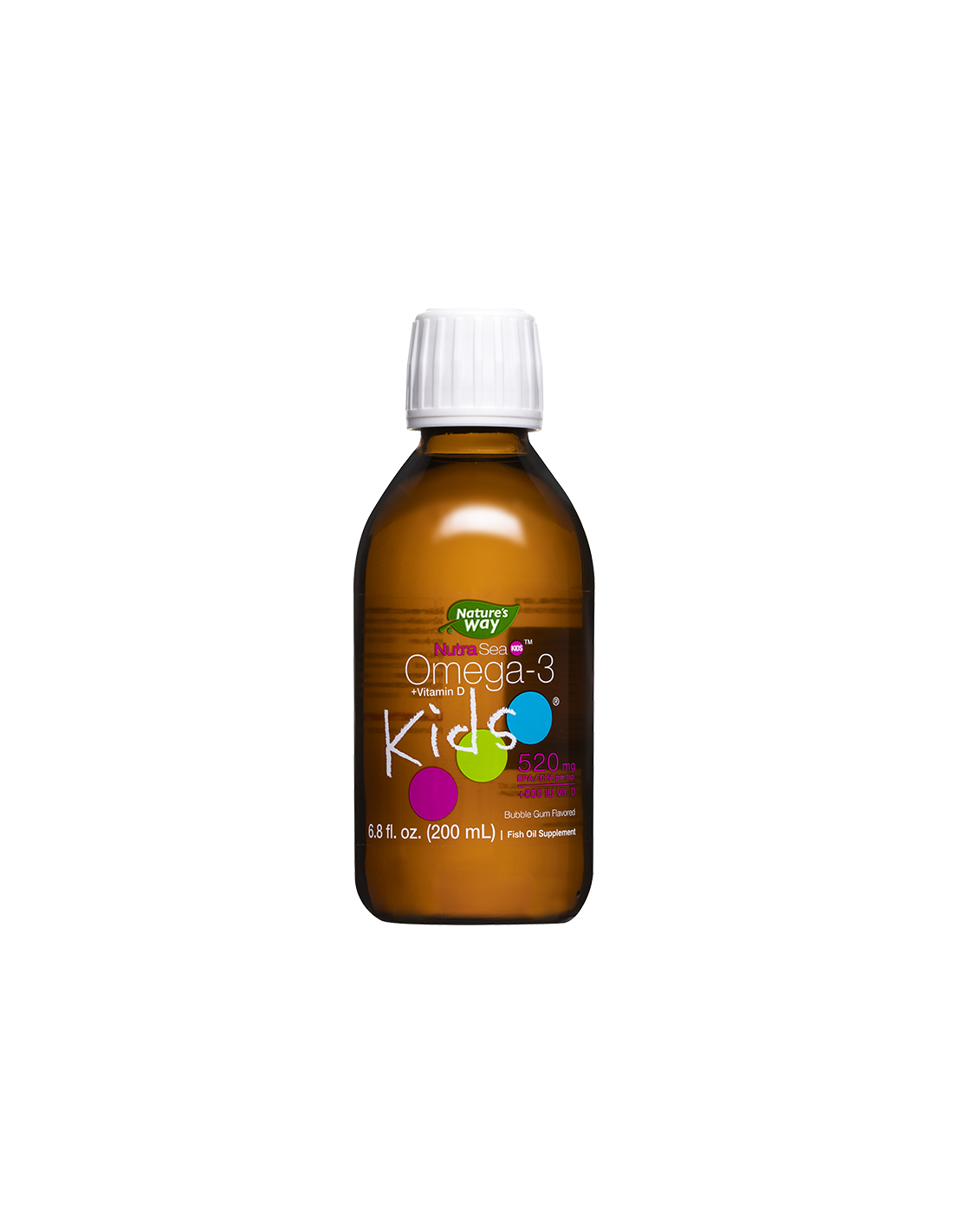 nutrasea-kids-omega-3-kids-520-mg-epa-320-mg-dha-200-mg-vitamin-d-500-iu-omega-3-za-deca-vitamin-d3-200-ml.png Natures Way Омега-3 + витамин D3 за деца – NutraSea Kids - Високоусвоима течна формула, 200 ml, с вкус на дъвка - Image 1