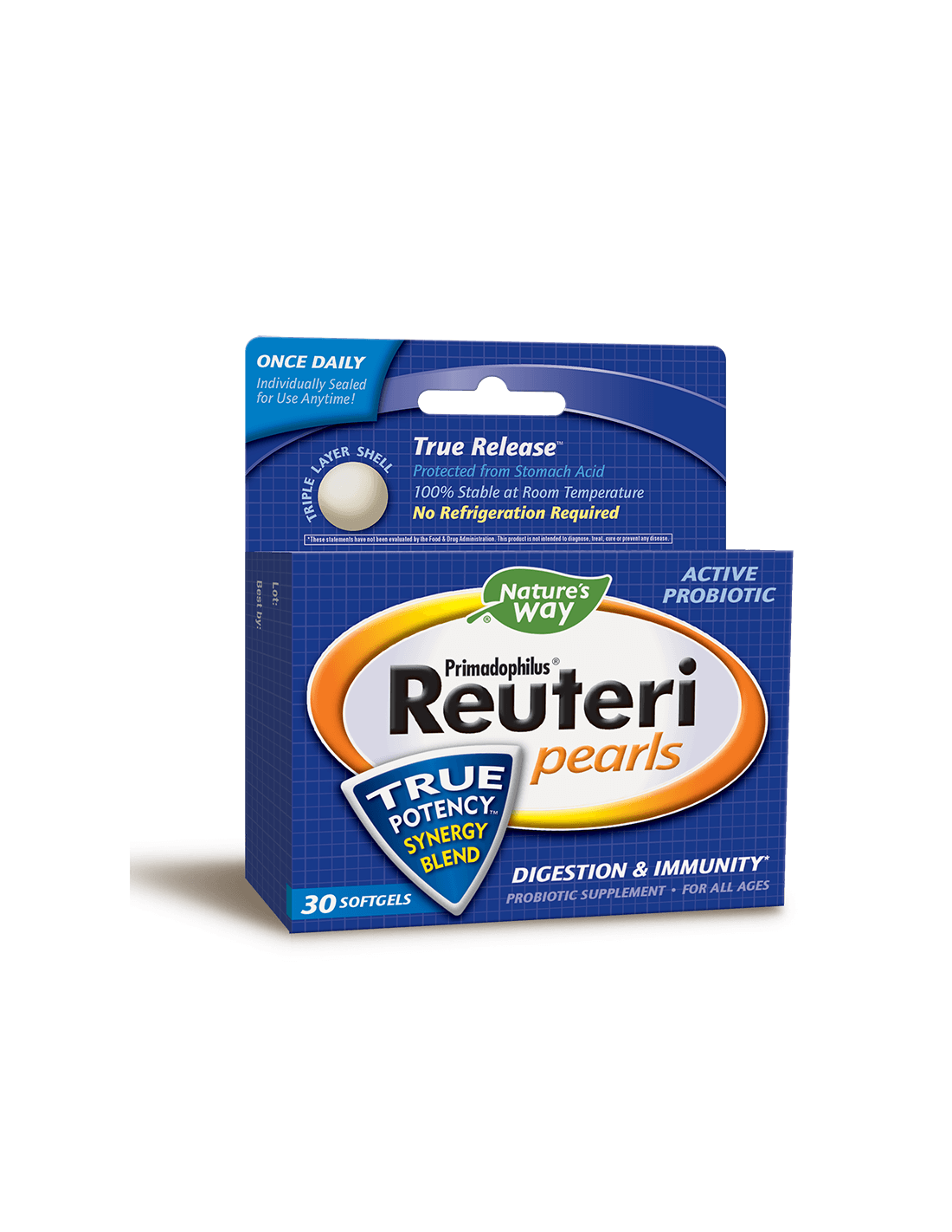 primadofilus-reuteri-1-mlrd-aktivni-pr.png Natures Way Primadophilus Reuteri - Примадофилус Реутери 1 млрд. активни пробиотици, 30 софтгел капсули - Image 1