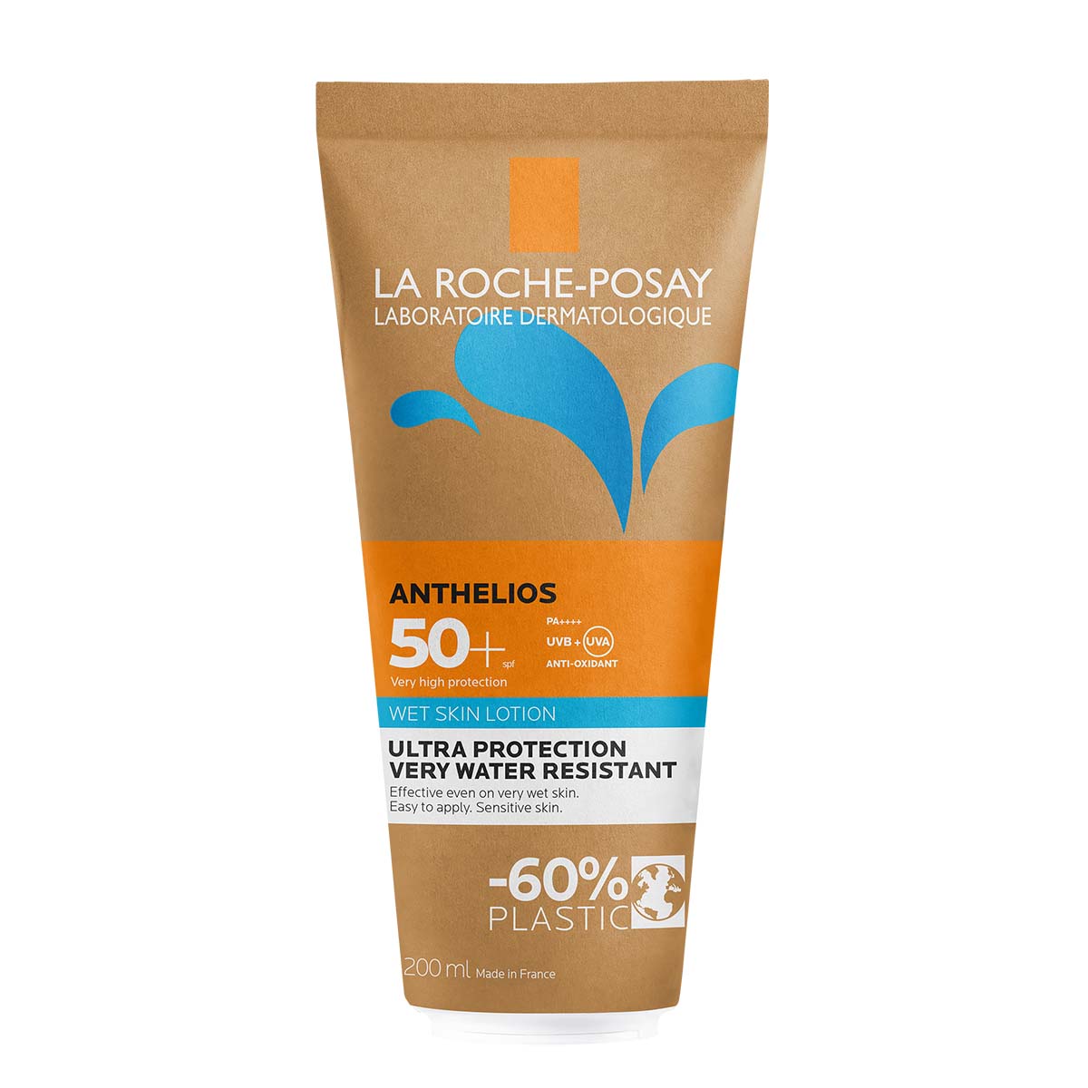 La Roche-Posay Anthelios Wet Skin Слънцезащитен лосион за лице и тяло за влажна или суха кожа SPF50+, 200 мл 3337875845434