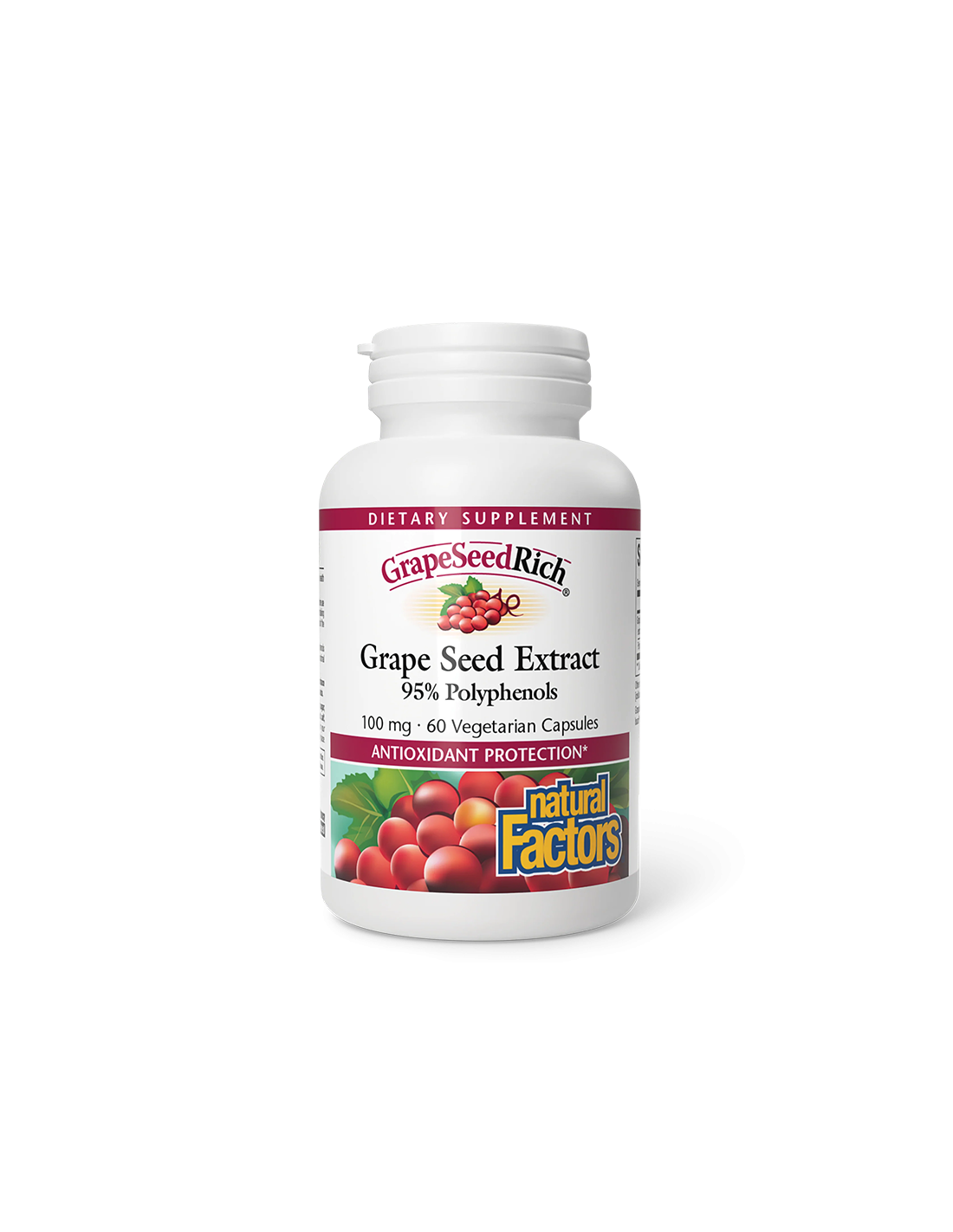 antioksidant-grozdovo-seme-100-mg-kh-60-v-kapsuli.png Антиоксидант - Гроздово семе GrapeSeedRich, 100 mg х 60 V капсули Natural Factors - Image 1