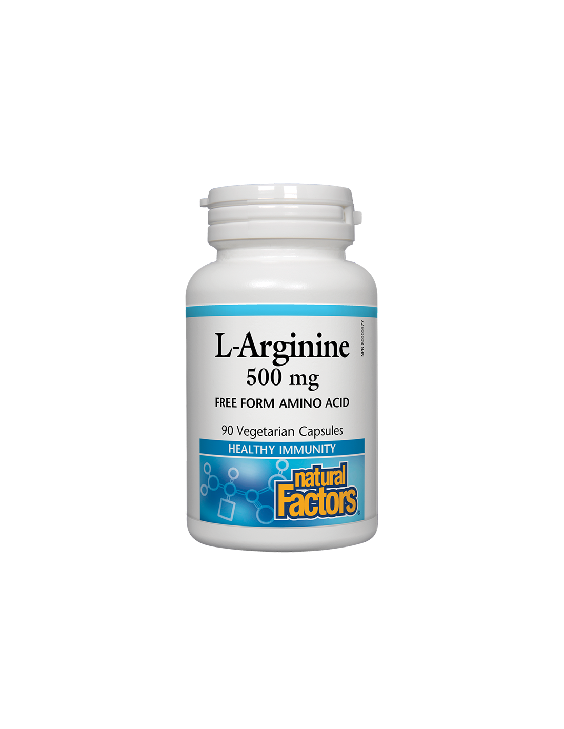 l-arginin-500-mg.png Л-Аргинин - L-Arginine 500 mg, 90 капсули Natural Factors - Image 1