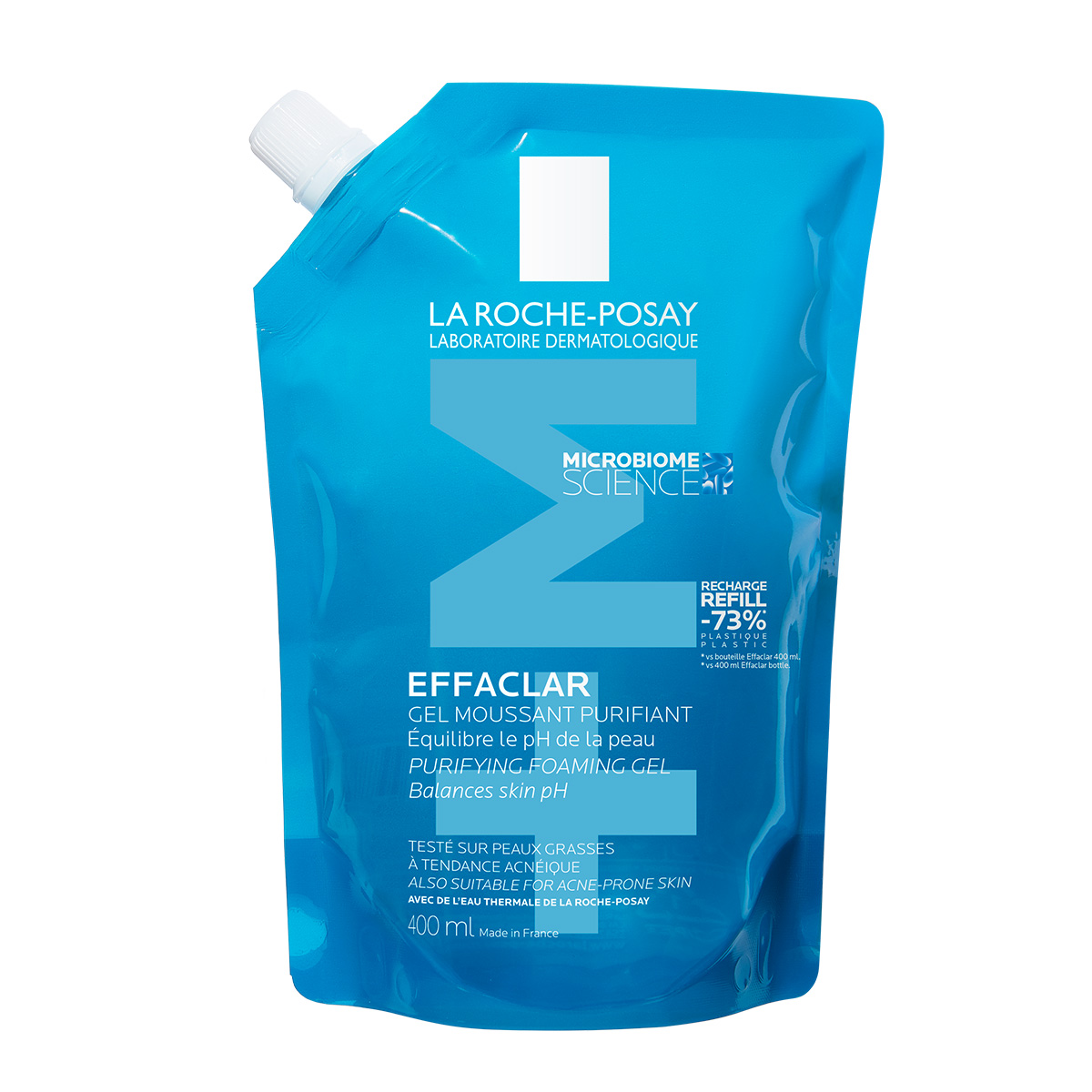 La Roche-Posay Effaclar Почистваща гел-пяна за лице за мазна и чувствителна кожа REFILL, 400 мл 3337875876407