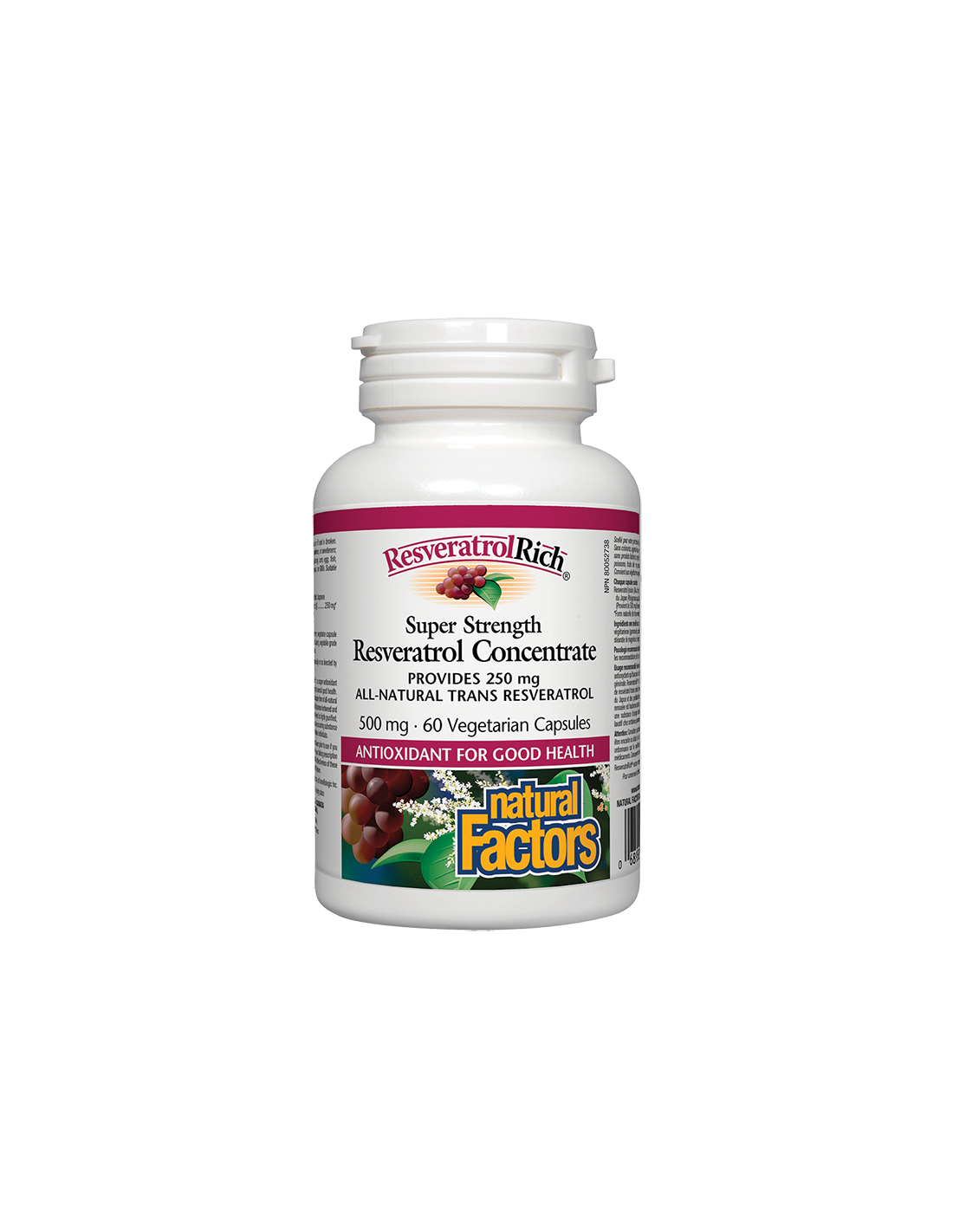 resveratrol-super-kontsentrat-250-mg.png ResveratrolRich® Resveratrol Concentrate/ Ресвератрол супер концентрат 500 mg х 60 капсули Natural Factors - Image 1