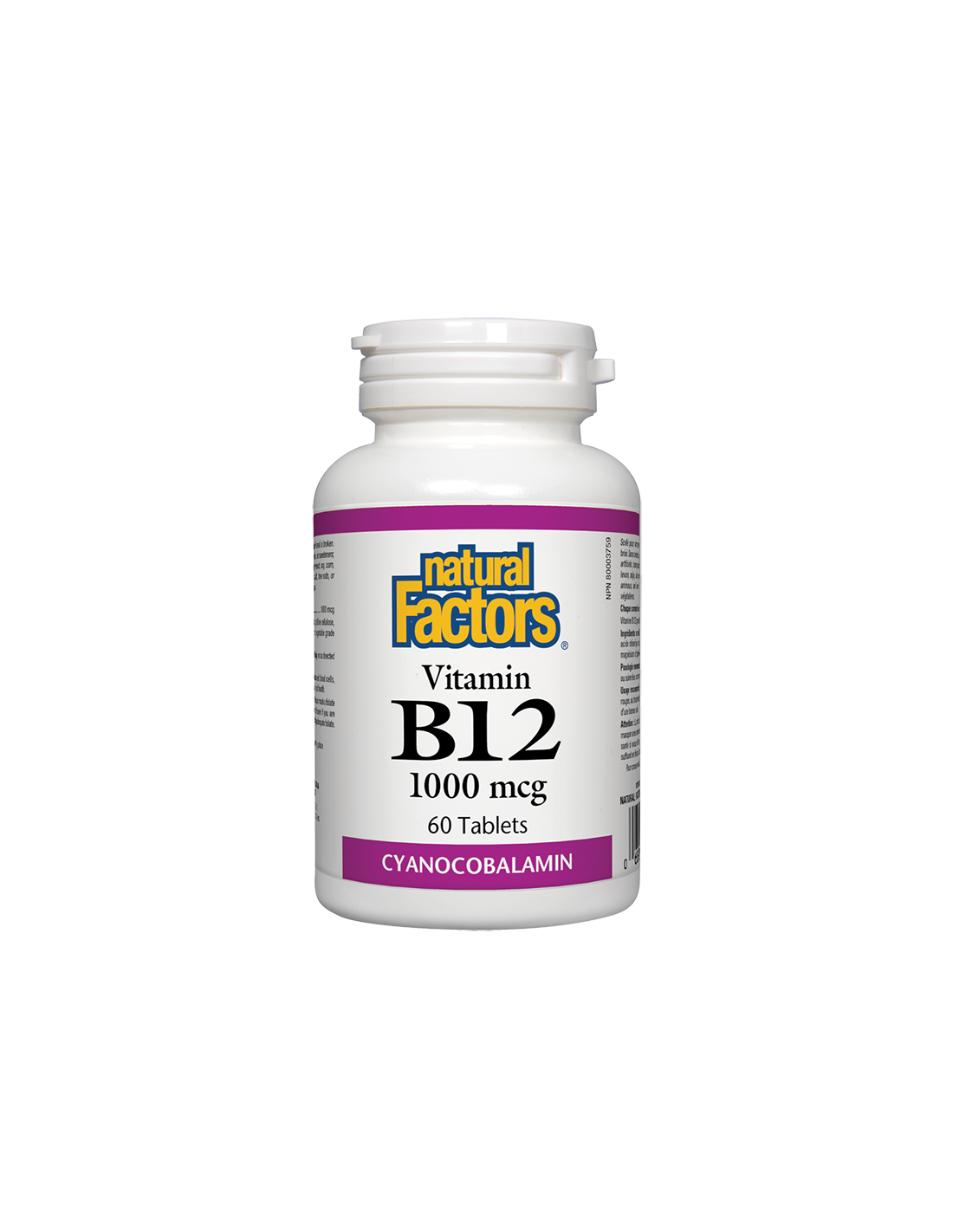 vitamin-v12-1000-g.png Vitamin B12/ Витамин В12 (цианокобаламин) 1000 mcg х 60 таблетки Natural Factors, - Image 1