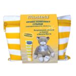 МУСТЕЛА Промо-комплект Слънцезащитен лосион SPF50 съдържа: - слънцезащитен лосион SPF50+ 40 ml, - непромукаем несесер за бански, - мечето Мусти. МУСТЕЛА Промо-комплект Слънцезащитен лосион SPF50+ Слънцезащитен лосион не съдържа аромати и е специално създаден за деликатната кожа на бебетата и децата. Специалната фотозащитна система предпазва от вредното влияние на UVA и UVB лъчи и е устойчива на водата и пясъка. За лице и тяло. Слънцезащитен лосион с много висока защита за бебета и деца • SPF 50 срещу UVB и UVA. • Много устойчива на солена и хлорирана вода формула. • Формула устойчива на пясък. Клинично доказана отлична поносимост: • Подходящ за предпазване от слънцето на всеки тип кожа, включително атопична или чувствителна и нетолерантна към слънцето кожа. 'Този слънцезащитен лосион с много висока слънчева защита за лице и тяло: • Оставя защитен филм върху кожата: 98%. • Поддържа кожата мека, еластична и добре хидратирана и след излагане на слънце. 98%. Клинично проучване проведено под дерматологичен и педиатричен контрол с 64 новородени, бебета и деца (13 от тях с чувствителна и 13 с атопична кожа), повече от 21 дни (метод на самооценка). За да поддържате високо ниво на слънчева защита нанасяйте лосиона обилно и равномерно по кожата на детето преди излагане на слънце. Подновявайте върху подсушена кожа на всеки 2 часа или след всяко излизане от водата, а също и при изпотяване. Не излагайте бебетата и децата на директна слънчева светлина. Избягвайте директен контакт на продукта с очите. За лице и тяло. БЕЗОПАСЕН ЗА БЕБЕТА И ДЕЦА: • Тестван от дерматолози • Отлична поносимост от кожата • Подходящ за употреба от деня на раждането, в случаите когато излагането на слънце е неизбежно. Съдържание: • Органчини защитни филтри, специално подбрани поради тяхната отлична поносимост. • UV филтри, в съответствие с регулациите на Хавай за опазване на океанските корали. • Захари от авокадо: патентована натурална съставка, подсилва кожната бариера и съхранява кожните стволови клетки. • Без аромат. Производител LABOR EXPANSCIENCE МУСТЕЛА Промо-комплект Слънцезащитен лосион SPF50+ Продуктите на Mustela съдържат уникални иновативни формули с високо съдържание на натурални съставки, които нежно почистват, успокояват, хидратират и омекотяват. Всички продукти са хипоалергенни: не съдържат каквито и да било дразнещи субстанции и са специално разработени да свеждат до минимум риска от алергични реакции. Избирайки Мустела избирате продукт, който е безопасен и ефикасен и той ще остане такъв от първия до последния път, когато сте го ползвали. Мустела предлага иновативни продукти повече от 60 години. Те съхраняват и предпазват здравето на най-деликатната кожа на новородените, бебета, деца, както и на родилки и бременни жени.Техните продукти са с над 90% естествени съставки. Техните продукти се предлагат в над 100 страни по целия свят и са предпочитани от много жени и родители. Разгледайте повече на mustela.bg