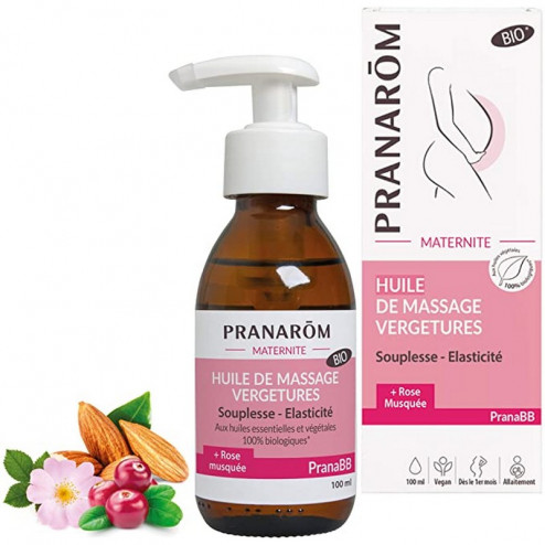 Pranarom Фам Масло за предпазване от стрии 50мл Съвети за употреба Pranarom Фам Масло за предпазване от стрии 50мл От 1-ия месец на бременността да се прилагат по няколко дози(от 1 до 2 в зависимост от повърхността, която трябва да се масажира 4пъти на ден), един до четири пъти дневно върху участъците от кожата, които биха били най-засегнати след раждането (пояс, бедра, горната част на седалището). Да се масажира до пълното попиване на маслото. Продължете масажа и след раждането, докато възвърнете първоначалната си форма. Важно: Само редовните ежедневни масажи са гаранция за предпазване от стрии. Това е продукт, който не представлява никаква опасност за здравето на майката и на бебето Предпазни мерки Pranarom Фам Масло за предпазване от стрии 50мл Да не се поглъща, да не се втрива върху чувствителни лигавици Да не се втрива върху пресни белези или рани Да се държи далеч от малки деца Да се избягва контакт с очите ЗА ВЪНШНА УПОТРЕБА Pranarom Фам Масло за предпазване от стрии 50мл Състав Със 100% органични растителни масла *: сладък бадем, слънчоглед, кокос, червена боровинка, шипка + 100% органично етерично масло *: розово дърво * Съставка от биологично земеделие (Certisys BE-BIO-01 control) – продукт ECOGARANTIE ®, сертифициран в съответствие със спецификациите ECOGARANTIE (контрол CERTISYS) Съдържание: 50 мл. Pranarom  води началото си от 1991 година. Идеята за създаването на компанията е на един от най-признатите в световен мащаб фармацевти и ароматолози - Доминик Баду. Pranarom е утвърдена марка, която има дългогодишен опит в арома и фитотерапията. Компанията е създадена в Белгия. Отличително за нея е научно обоснования подход към аромотерапията. Pranarom съчетават традиционните знания с модерни и научни изследвания. Pranarom Фам Масло за предпазване от стрии 50мл Основен Фокус на Pranarom е поддържане на здравето и баланса на организма чрез предоставените от тях натурални и ефективни продукти. Те са с гарантирана безопасност и висока ефективност, дължаща се на стриктния контрол на качеството в производствения процес. Pranarom Фам Масло за предпазване от стрии 50мл Pranarom предлагат разнообразна гама от продукти част от които са чисти етерични масла и готови смеси. Те са силно подходящи за дифузия, локално приложение или приемане във вид на капсули. Продуктите на Pranarom помагат за подобряване на имунитета, облекчаване на стреса и участие в грижата на съня и кожата. Pranarom Фам Масло за предпазване от стрии 50мл Погрижете се за вашето здраве от рано и разгледайте разнообразната гама продукти на Pranarom в нашия онлайн магазин aptekata.online