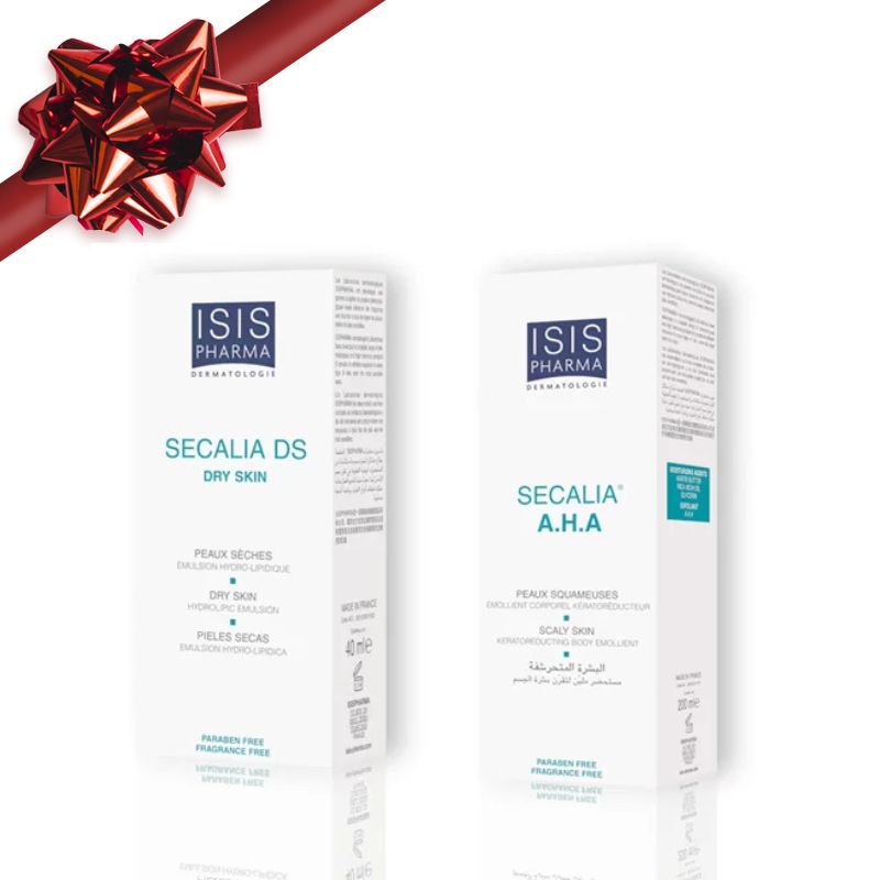 ISISPHARMA Secalia грижа за суха и много суха кожа - Коледен комплект Поддържайте кожата си хидратирана, подхранена и еластична през зимния сезон с нашия ISISPHARMA Secalia Коледен комплект. Включва два висококачествени продукта, създадени специално за борба със сухотата и лющенето на кожата, с подхранващи съставки като масла от Карите и Инка инчи.