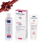 ISISPHARMA Ruboril грижа за чувствителна кожа - Коледен комплект Погрижете се за чувствителната и реактивна кожа с нашия ISISPHARMA Ruboril Коледен комплект. Специално създаден за намаляване на зачервяването и защита на кожата, този комплект включва три високоефективни продукта, които нежно почистват, успокояват и предпазват кожата от външни агресии.