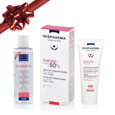 ISISPHARMA Ruboril грижа за чувствителна кожа - Коледен комплект Погрижете се за чувствителната и реактивна кожа с нашия ISISPHARMA Ruboril Коледен комплект. Специално създаден за намаляване на зачервяването и защита на кожата, този комплект включва три високоефективни продукта, които нежно почистват, успокояват и предпазват кожата от външни агресии.