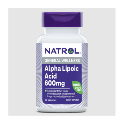 Natrol Алфа липоева киселина 600mg 30 капсули Natrol Алфа липоева киселина (ALA) е антиоксидант, способен да неутрализира свободните радикали и да помогне за предпазване от оксидативен стрес. Това, което прави алфа липоевата киселина уникална е, че тя действа както във вода, така и в мазнини, за разлика от по-често срещаните антиоксиданти като витамини C и E, и е в състояние да рециклира антиоксиданти като витамин С и витамин Е. Предимства на Natrol Алфа липоева киселина: Помага за защита на клетките срещу оксидативен стрес Осигурява антиоксидантна защита срещу свързания с околната среда и възрастта оксидативен стрес Поддържа здравето на кръвната захар Поддържа енергийния метаболизъм и помага за подмладяване на клетките Начин на употреба на Natrol Алфа липоева киселина:  Приемайте 1 капсула, веднъж дневно, по време на хранене. За Natrol Natrol – водеща марка в областта на здравословните добавки, позната с научно обоснованите си формули и висококачествените си продукти. Natrol съчетава дългогодишен опит с модерни изследователски методи, за да разработва добавки, които подпомагат оптималното здраве, енергия и умствена активност. Natrol Алфа липоева киселина Ключът към успеха на Natrol е в строгия контрол на качеството и внимателния подбор на съставките. Всеки продукт преминава през редица тестове, за да се гарантира неговата чистота, ефективност и безопасност. Марката инвестира значителни ресурси в научни изследвания, което позволява непрекъснато усъвършенстване на формулите и внедряване на иновативни технологии в производството. Natrol Алфа липоева киселина Изборът на Natrol означава доверие в доказани научни принципи и отдаденост към подобряване на качеството на живот. Продуктите на Natrol са създадени, за да отговорят на нуждите на съвременния потребител, предоставяйки ефективна поддръжка за имунната система, енергийния баланс и общото благосъстояние. Natrol Алфа липоева киселина Защо да изберете Аптеката Oнлайн? В Аптеката Онлайн може да се насладите на богата гама от медикаменти, хранителни добавки и други здравни продукти. Включително можете да намерите разнообразие от продукти за профилактика и лечение на сезонни заболявания като грип и настинки. Нашата аптека се стреми да предложи на клиентите не само достъпни цени, но и качествени продукти, които да помогнат за укрепване на имунитета и здравето като цяло. Natrol Алфа липоева киселина Лоялна Програма Освен това, в Аптеката Онлайн предлагаме и специална лоялна програма.,Тя важи за всички продукти дори и намалените. Чрез нея събирате точки при всяка покупка. Тези точки можете да използвате за намаления при следващи покупки, условията може да разгледате в страницата ни за лоялна програма. Трупате точки само, ако сте вписани в своя профил. Допълнителни предимства С пазаруването в Аптеката Онлайн получавате допълнителни предимства като безплатна доставка при определени поръчки и възможността да пазарувате по всяко време на денонощието, без да се съобразявате с работно време. Това ви осигурява максимално удобство и бърз достъп до продуктите, от които се нуждаете. Ние сме до теб! Ние разбираме важността на качествената грижа за здравето и затова нашите продукти са внимателно подбрани и с доказана ефективност. В Аптеката Онлайн ще намерите всичко необходимо за вашето здраве на едно място, независимо дали става дума за витамини, минерали, лекарства или продукти за козметична грижа. Изберете Аптеката Онлайн за надеждност, удобство и сигурност при пазаруването на здравни продукти!