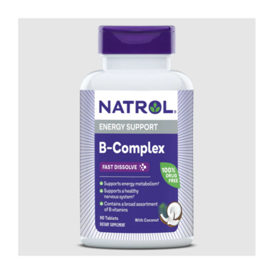 Natrol Витамин B Комплекс Бързо разтваряне 90 таб Какво представлява Natrol Витамин B Комплекс ? Приемът на този продукт осигурява набавянето на основни хранителни вещества, които участват широкоспектърно в правилното протичане на процесите в организма. В състава наNatrol Витамин B Комплекс е включен набор от активни витамини от В-група, основни хранителни вещества, подпомагащи растежа и развитието, и UltraGreen патентована формула. Natrol Витамин B Комплекс съдържа пълната гама от осем витамина, принадлежащи към В-групата и пряко отговорни за поддържането на стабилна имунна система, мускулен тонус, правилна обмяна на веществата, зрително и дермално здраве. Включената в състава на продукта UltraGreen формула се състои в специфичното съчетание от екстракт от люцерна, листа от обикновена и градинска мента, листа от спанак и спирулина. В своята същност спирулина представлява влакнести синьозелени водорасли, свойствата на които се прилагат в производството на хранителни добавки, осигуряващи приема на витамини, минерали, протеини, както и антиоксидантна защита за поддържането на здрав организъм. •    Съдейства за енергийния баланс в организма •    Облекчава и редуцира следствията от натрупания в организма  стрес •    Съдържанието на продукта е на 100% растителна основа Начин на употреба на Natrol Витамин B Комплекс: Приемайте по 1 таблетка веднъж дневно, по време на хранене. За Natrol Natrol – водеща марка в областта на здравословните добавки, позната с научно обоснованите си формули и висококачествените си продукти. Natrol съчетава дългогодишен опит с модерни изследователски методи, за да разработва добавки, които подпомагат оптималното здраве, енергия и умствена активност. Natrol Витамин B Комплекс Ключът към успеха на Natrol е в строгия контрол на качеството и внимателния подбор на съставките. Всеки продукт преминава през редица тестове, за да се гарантира неговата чистота, ефективност и безопасност. Марката инвестира значителни ресурси в научни изследвания, което позволява непрекъснато усъвършенстване на формулите и внедряване на иновативни технологии в производството. Natrol Витамин B Комплекс Изборът на Natrol означава доверие в доказани научни принципи и отдаденост към подобряване на качеството на живот. Продуктите на Natrol са създадени, за да отговорят на нуждите на съвременния потребител, предоставяйки ефективна поддръжка за имунната система, енергийния баланс и общото благосъстояние. Защо да изберете Аптеката Oнлайн? В Аптеката Онлайн може да се насладите на богата гама от медикаменти, хранителни добавки и други здравни продукти. Включително можете да намерите разнообразие от продукти за профилактика и лечение на сезонни заболявания като грип и настинки. Нашата аптека се стреми да предложи на клиентите не само достъпни цени, но и качествени продукти, които да помогнат за укрепване на имунитета и здравето като цяло. Лоялна Програма Освен това, в Аптеката Онлайн предлагаме и специална лоялна програма.,Тя важи за всички продукти дори и намалените. Чрез нея събирате точки при всяка покупка. Тези точки можете да използвате за намаления при следващи покупки, условията може да разгледате в страницата ни за лоялна програма. Трупате точки само, ако сте вписани в своя профил. Допълнителни предимства С пазаруването в Аптеката Онлайн получавате допълнителни предимства като безплатна доставка при определени поръчки и възможността да пазарувате по всяко време на денонощието, без да се съобразявате с работно време. Това ви осигурява максимално удобство и бърз достъп до продуктите, от които се нуждаете. Ние сме до теб! Ние разбираме важността на качествената грижа за здравето и затова нашите продукти са внимателно подбрани и с доказана ефективност. В Аптеката Онлайн ще намерите всичко необходимо за вашето здраве на едно място, независимо дали става дума за витамини, минерали, лекарства или продукти за козметична грижа. Изберете Аптеката Онлайн за надеждност, удобство и сигурност при пазаруването на здравни продукти!