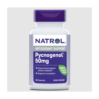 Какво представлява Natrol Пикногенол 50mg? Поддържайте ефективно и здравословно младостта и жизнеността си с Natrol Пикногенол! Natrol Пикногенол представлява антиоксидантна формула, базирана на изцяло натуралния екстракт от кора на морски бор (Pinus Pinaster). Именно този природен екстракт е едно от най-мощните средства за успешно предпазване от влиянието на токсините и свободните радикали, с които ни атакува околната среда. Той оптимизира нормалното функциониране на имунната система и подсилва структурата на кръвоносните съдове. Участва в редуцирането на вазоконстрикторния (съдосвиващ) ефект, който наличието на стрес предизвиква. Употребата на Natrol Пикногенол е категорично безопасна дори при продължителен прием, като до момента не е установено наличието на странични ефекти. Резултатите от научни изследвания установяват изключителната способност на Natrol Пикногенол широкоспектърно да оказва грижа и защита за клетъчното здраве. Неговите защитни, възстановителни и облекчаващи ефектите от процеса на стареене функции, превръщат пикногенола в един от най-мощня природен антиоксидант. Според съвременни проучвания неговите антиоксидантни свойства превишават тези на добре познатия ни витамин С близо 20 пъти. •    Оказва мощна антиоксидантна защита от вредното влияние на свободните радикали •    Ефективно укрепва стените и структурата на кръвоносните съдове •    Подобрява дейността на кръвообръщението •    Участва в лечението на редица сърдечно-съдови заболявания •    Мощен енергиен стимулатор •    Съдържа стандартизиран екстракт от кората на морски бор •    Препоръчителната доза за еднократен прием съдържа 50mg пикногенол, екстрахиран от кората на бял бор, и 30mg олигомерни проантоцианидини Начин на употреба на Natrol Пикногенол 50mg: Приемайте по 1 капсула Natrol Пикногенол веднъж дневно, по време на хранене. За Natrol Natrol – водеща марка в областта на здравословните добавки, позната с научно обоснованите си формули и висококачествените си продукти. Natrol съчетава дългогодишен опит с модерни изследователски методи, за да разработва добавки, които подпомагат оптималното здраве, енергия и умствена активност. Ключът към успеха на Natrol е в строгия контрол на качеството и внимателния подбор на съставките. Всеки продукт преминава през редица тестове, за да се гарантира неговата чистота, ефективност и безопасност. Марката инвестира значителни ресурси в научни изследвания, което позволява непрекъснато усъвършенстване на формулите и внедряване на иновативни технологии в производството. Изборът на Natrol означава доверие в доказани научни принципи и отдаденост към подобряване на качеството на живот. Продуктите на Natrol са създадени, за да отговорят на нуждите на съвременния потребител, предоставяйки ефективна поддръжка за имунната система, енергийния баланс и общото благосъстояние. Защо да изберете Аптеката Oнлайн? В Аптеката Онлайн може да се насладите на богата гама от медикаменти, хранителни добавки и други здравни продукти. Включително можете да намерите разнообразие от продукти за профилактика и лечение на сезонни заболявания като грип и настинки. Нашата аптека се стреми да предложи на клиентите не само достъпни цени, но и качествени продукти, които да помогнат за укрепване на имунитета и здравето като цяло. Лоялна Програма Освен това, в Аптеката Онлайн предлагаме и специална лоялна програма.,Тя важи за всички продукти дори и намалените. Чрез нея събирате точки при всяка покупка. Тези точки можете да използвате за намаления при следващи покупки, условията може да разгледате в страницата ни за лоялна програма. Трупате точки само, ако сте вписани в своя профил. Допълнителни предимства С пазаруването в Аптеката Онлайн получавате допълнителни предимства като безплатна доставка при определени поръчки и възможността да пазарувате по всяко време на денонощието, без да се съобразявате с работно време. Това ви осигурява максимално удобство и бърз достъп до продуктите, от които се нуждаете. Ние сме до теб! Ние разбираме важността на качествената грижа за здравето и затова нашите продукти са внимателно подбрани и с доказана ефективност. В Аптеката Онлайн ще намерите всичко необходимо за вашето здраве на едно място, независимо дали става дума за витамини, минерали, лекарства или продукти за козметична грижа. Изберете Аптеката Онлайн за надеждност, удобство и сигурност при пазаруването на здравни продукти!