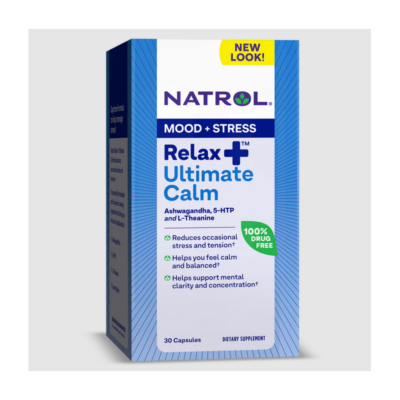 Какво представлява Natrol Relaxia Ultimate Calm? Natrol Relaxia Ultimate Calm е лесен и безвреден начин да намалите стреса, тревожността и напрежението. Natrol Relaxia Ultimate Calm не е успокоително лекарство и не действа пристрастяващо. Natrol Relaxia Ultimate Calm е натурален и съдържа комбинация от билки, съдействащи да се чувствате спокойни и балансирани през целия ден. Natrol Relaxia Ultimate Calm е бързодействаща формула и е под формата на лесни за преглъщане капсули. Само 1 капсула на ден подобрява настроението и намалява нивата на стреса. Патентованата формула на продукта съдържа Ашваганда, 5-HTP, L-Theanine и Маточина. Ашвагандата е древна лечебна билка използвана още преди стотици години. Класифицира се като адаптоген тъй като помага на организма да се справи със стреса. Билката подобрява мозъчната функция, понижава кръвната захар и кортизола, което допринася за намаляване на симптомите на тревожност и депресия. Приемът на 5-HTP стимулира производството на серотонин, което води до подобрено настроение и намаляване на нервното напрежение. L-Theanine и Маточината имат успокояващо действие, подобряват концентрацията и не предизвикват сънливост.  Начин на прием на Natrol Relaxia Ultimate Calm: Приемайте 1 капсула Natrol Relaxia Ultimate Calm сутрин с чаша вода. За Natrol Natrol – водеща марка в областта на здравословните добавки, позната с научно обоснованите си формули и висококачествените си продукти. Natrol съчетава дългогодишен опит с модерни изследователски методи, за да разработва добавки, които подпомагат оптималното здраве, енергия и умствена активност. Ключът към успеха на Natrol е в строгия контрол на качеството и внимателния подбор на съставките. Всеки продукт преминава през редица тестове, за да се гарантира неговата чистота, ефективност и безопасност. Марката инвестира значителни ресурси в научни изследвания, което позволява непрекъснато усъвършенстване на формулите и внедряване на иновативни технологии в производството. Изборът на Natrol означава доверие в доказани научни принципи и отдаденост към подобряване на качеството на живот. Продуктите на Natrol са създадени, за да отговорят на нуждите на съвременния потребител, предоставяйки ефективна поддръжка за имунната система, енергийния баланс и общото благосъстояние. Защо да изберете Аптеката Oнлайн? В Аптеката Онлайн може да се насладите на богата гама от медикаменти, хранителни добавки и други здравни продукти. Включително можете да намерите разнообразие от продукти за профилактика и лечение на сезонни заболявания като грип и настинки. Нашата аптека се стреми да предложи на клиентите не само достъпни цени, но и качествени продукти, които да помогнат за укрепване на имунитета и здравето като цяло. Лоялна Програма Освен това, в Аптеката Онлайн предлагаме и специална лоялна програма.,Тя важи за всички продукти дори и намалените. Чрез нея събирате точки при всяка покупка. Тези точки можете да използвате за намаления при следващи покупки, условията може да разгледате в страницата ни за лоялна програма. Трупате точки само, ако сте вписани в своя профил. Допълнителни предимства С пазаруването в Аптеката Онлайн получавате допълнителни предимства като безплатна доставка при определени поръчки и възможността да пазарувате по всяко време на денонощието, без да се съобразявате с работно време. Това ви осигурява максимално удобство и бърз достъп до продуктите, от които се нуждаете. Ние сме до теб! Ние разбираме важността на качествената грижа за здравето и затова нашите продукти са внимателно подбрани и с доказана ефективност. В Аптеката Онлайн ще намерите всичко необходимо за вашето здраве на едно място, независимо дали става дума за витамини, минерали, лекарства или продукти за козметична грижа. Изберете Аптеката Онлайн за надеждност, удобство и сигурност при пазаруването на здравни продукти!